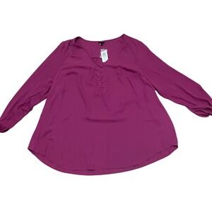 Torrid Harper Georgette Pullover Long Sleeve Tunic Boysenberry Purple 4X NWT